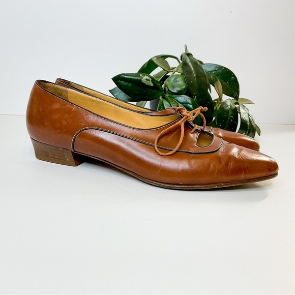 Bally Shoes - BALLY Vintage Brown Leather Shoes Italy Size 7.5 – Designer Low Heel Flats